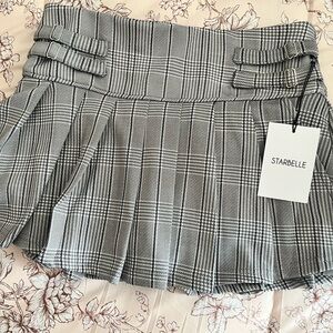 Gray Plaid Mini Skirt